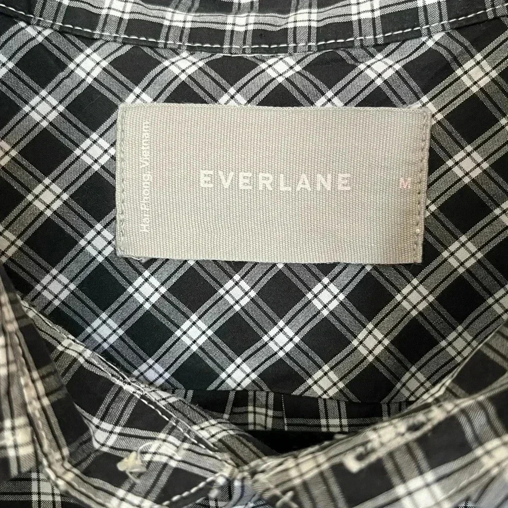 Everlane Men’s Plaid Shirt Size M Black White Long Sleeve Button Down  Collared - Picture 4 of 8